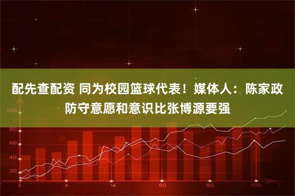 配先查配资 同为校园篮球代表！媒体人：陈家政防守意愿和意识比张博源要强