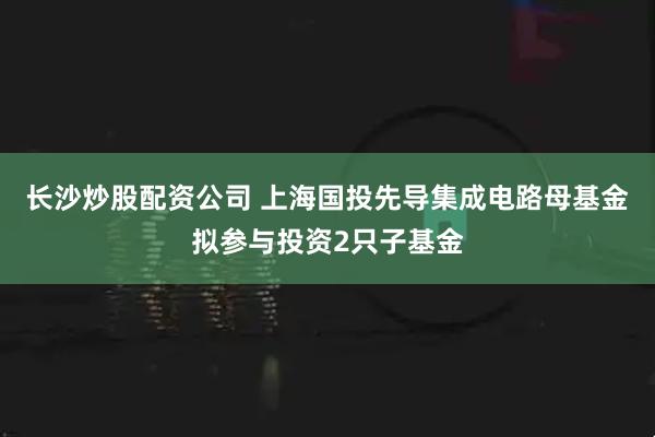 长沙炒股配资公司 上海国投先导集成电路母基金拟参与投资2只子基金